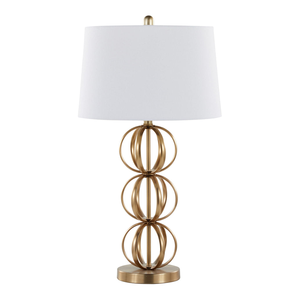 Contemporary Table Lamp Set with Wire Orb Design - Gold / White
