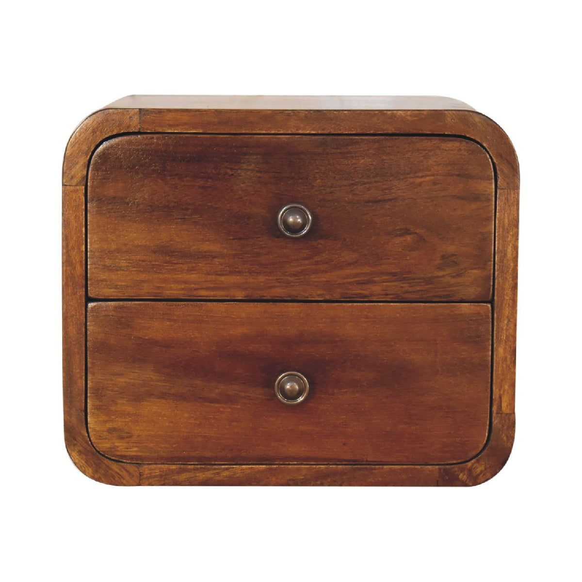 Solid Wood Floating Mini Nightstand with Two Drawers - Chestnut