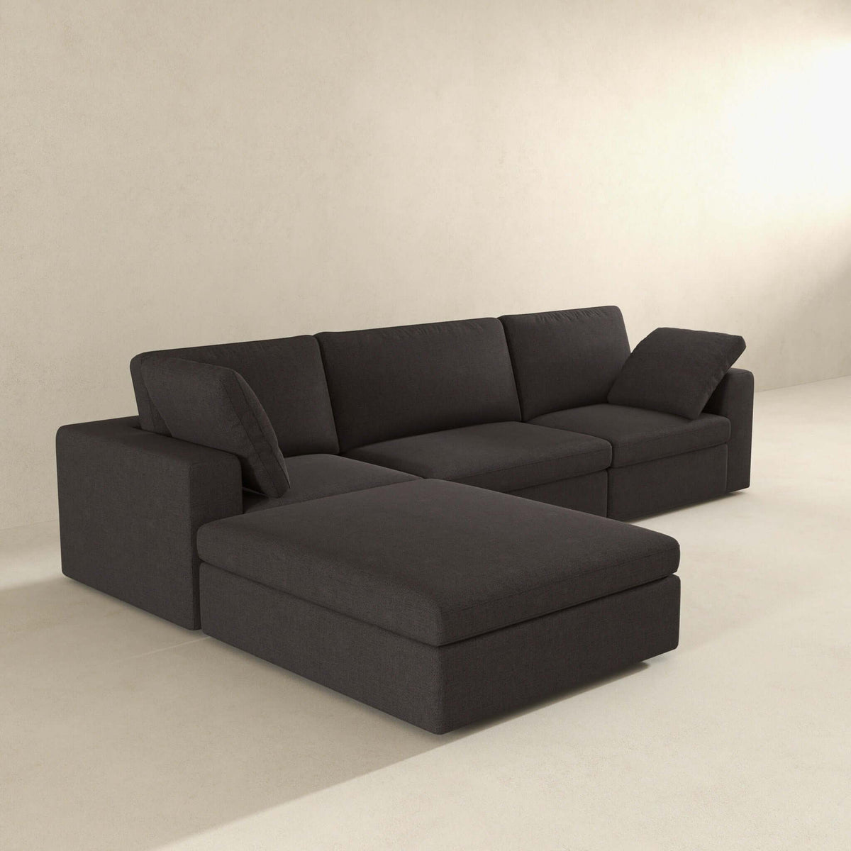 Dark Gray Modular Corner Sectional Sofa with Mid-Century Modern Design - Left Arm Facing