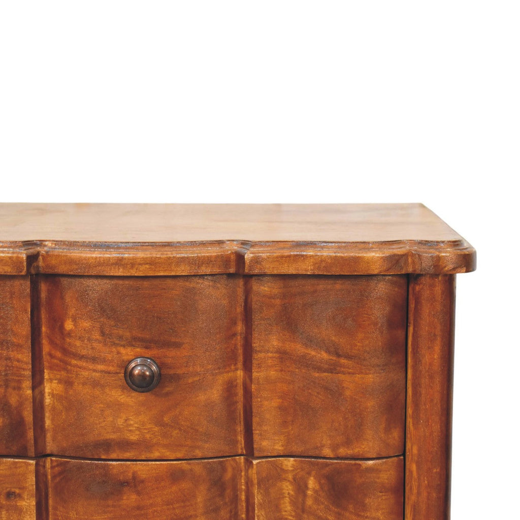 Solid Wood Lume Panel Nightstand with Panel Detailing - Chestnut