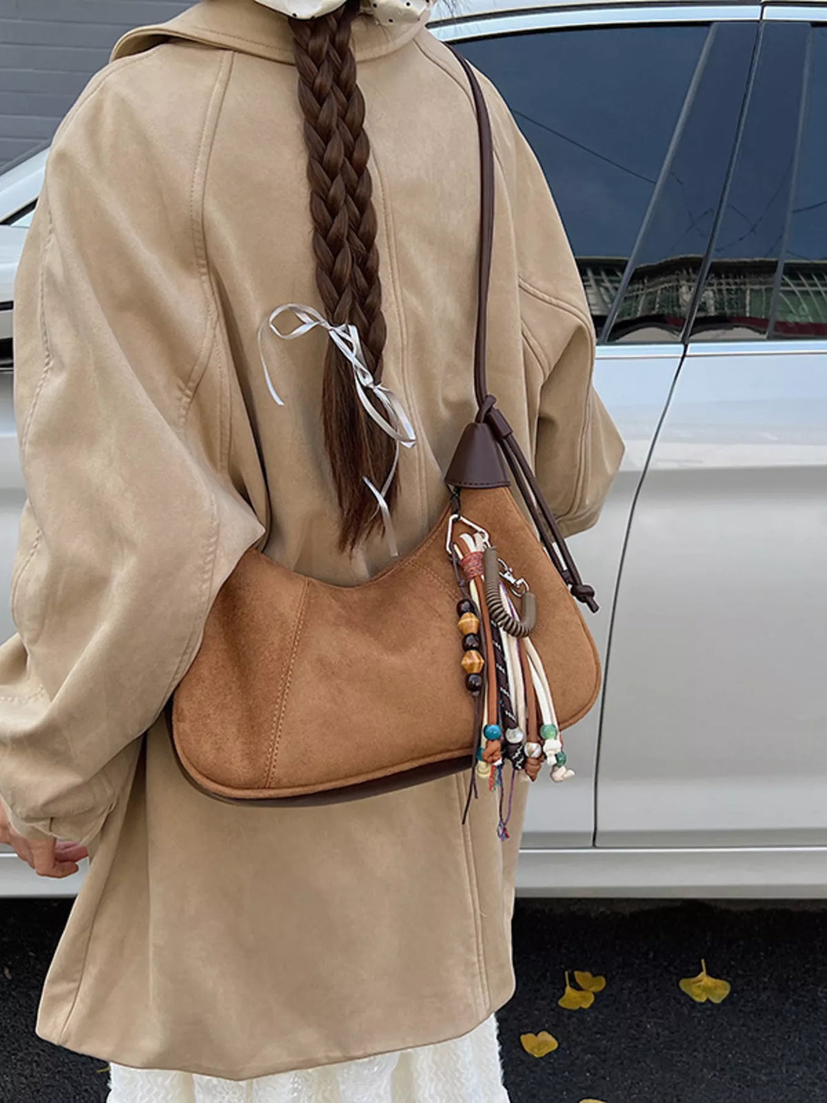 Vintage Suede Tassel Shoulder Bag