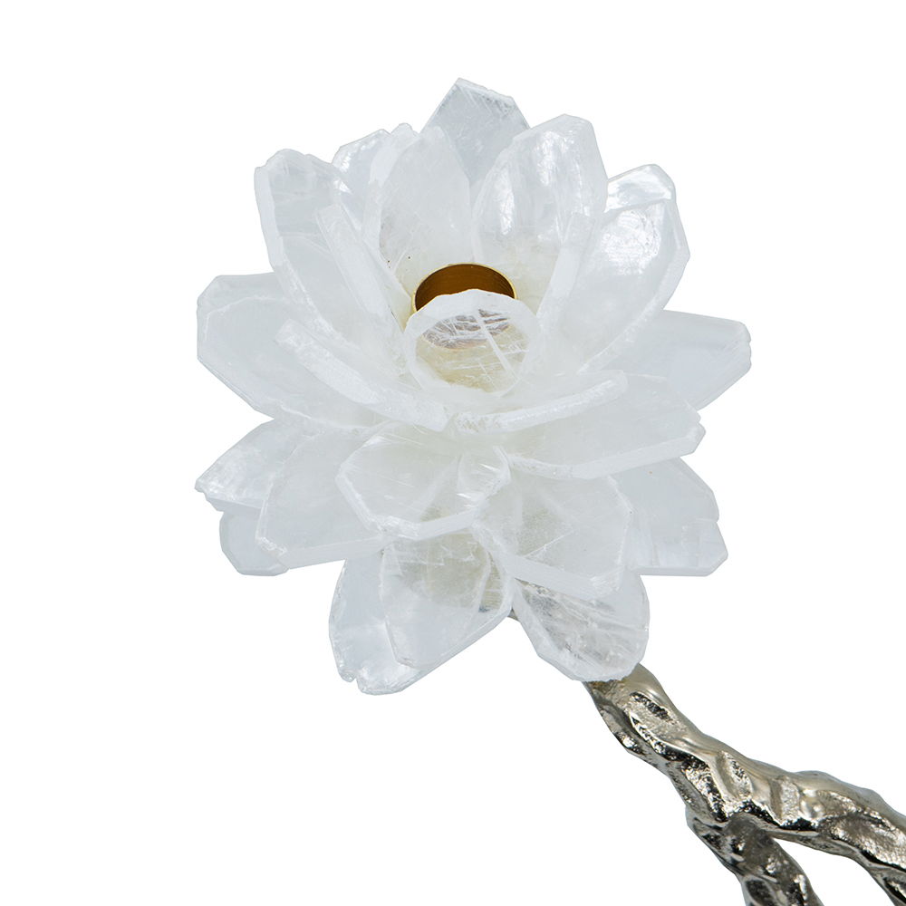 Aluminum Candle Holder with Marble Stand - Pearl Silver or Gold