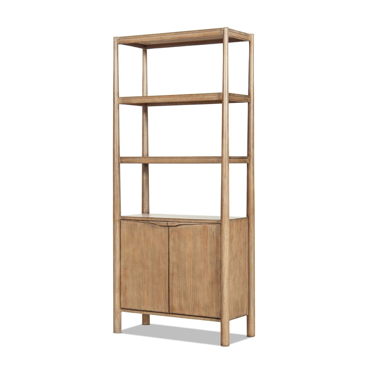 Natural Reclaimed Wood Bookcase with Lower Cabinet - 86" Tall