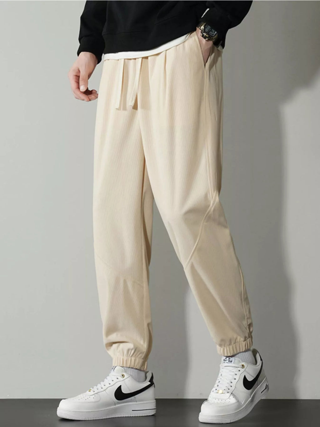 Men's Plus Size Drawstring Ankle Pants