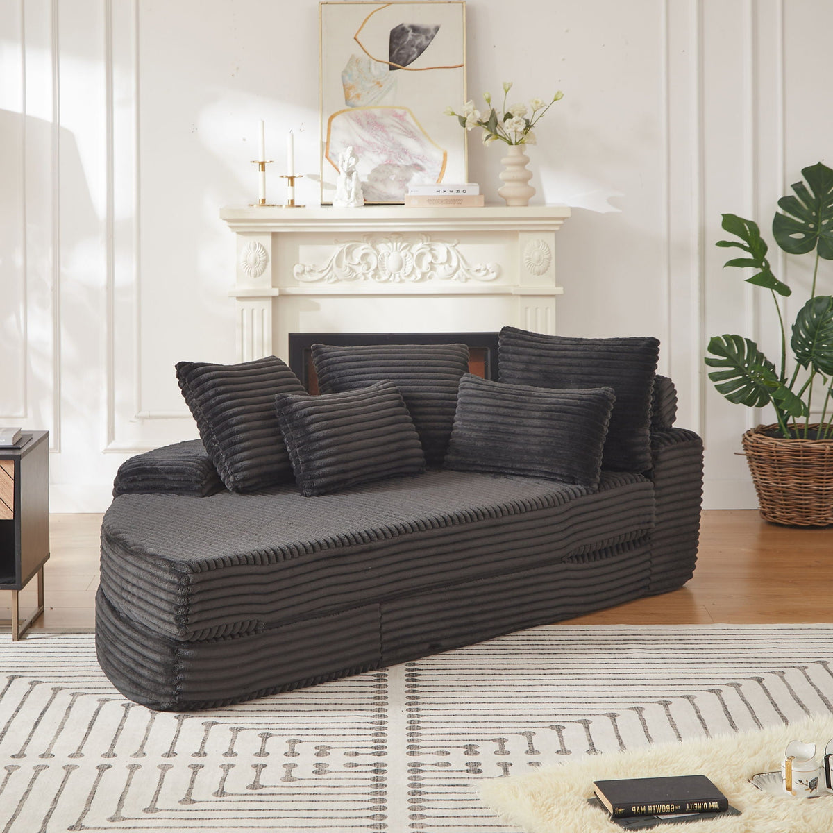 Semi Circular 2-in-1 Sofa Bed with Neck Pillow and Throw Pillows – Multiple Colors