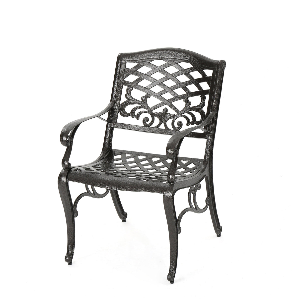 Bronze Cast Aluminum 5 Piece Patio Dining Set with Umbrella Hole