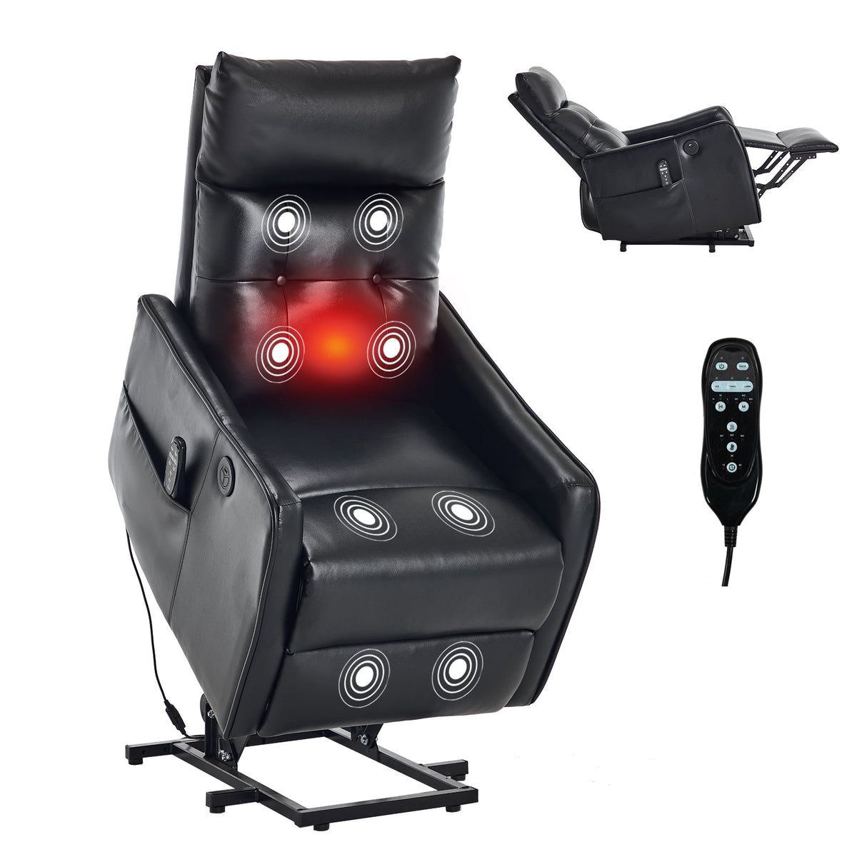 Black PU Power Lift Recliner Chair