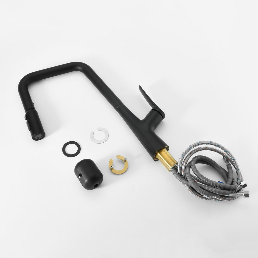 Professional Kitchen Faucet with 3-Function 360 Sprayer - Black or Pearl Silver
