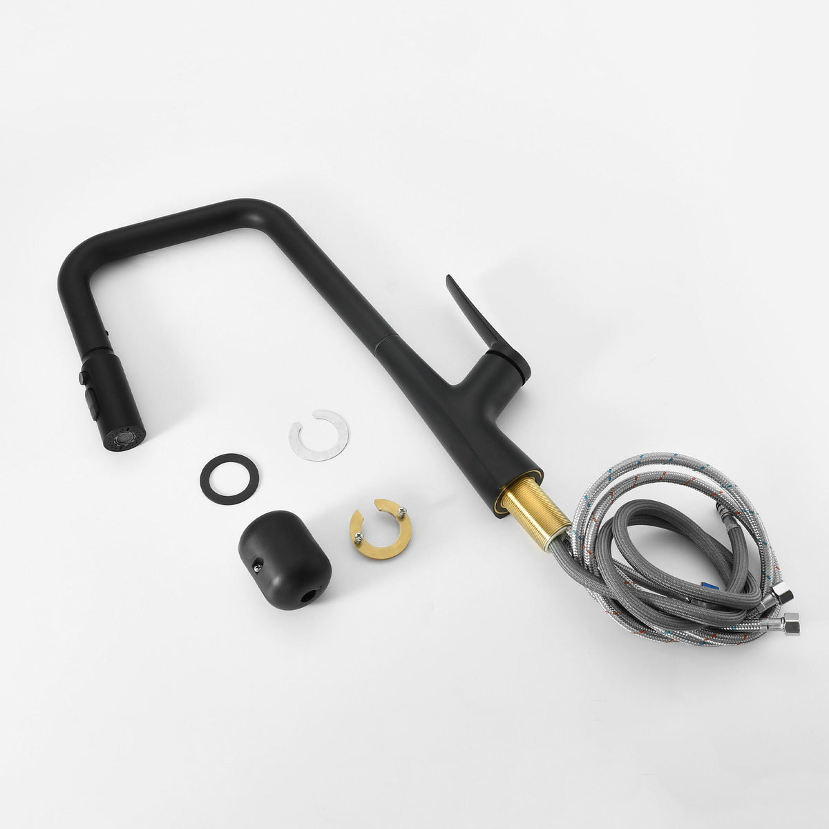 Professional Kitchen Faucet with 3-Function 360 Sprayer - Black or Pearl Silver