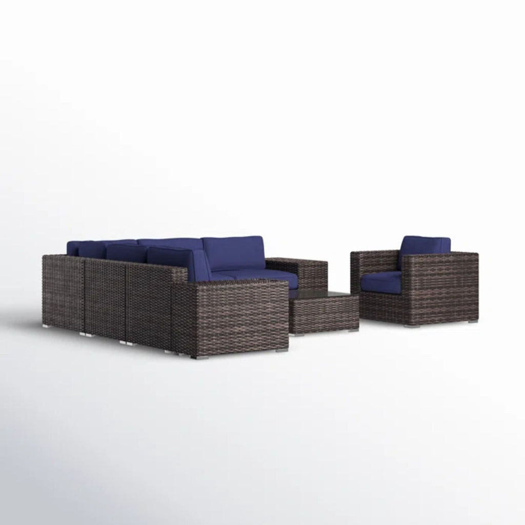 Wicker Outdoor Seating Group Set with Cushions and Table - Multiple Colors