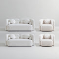 Luxury Modern Sofa Couch with Boucle Fabric - White/Beige