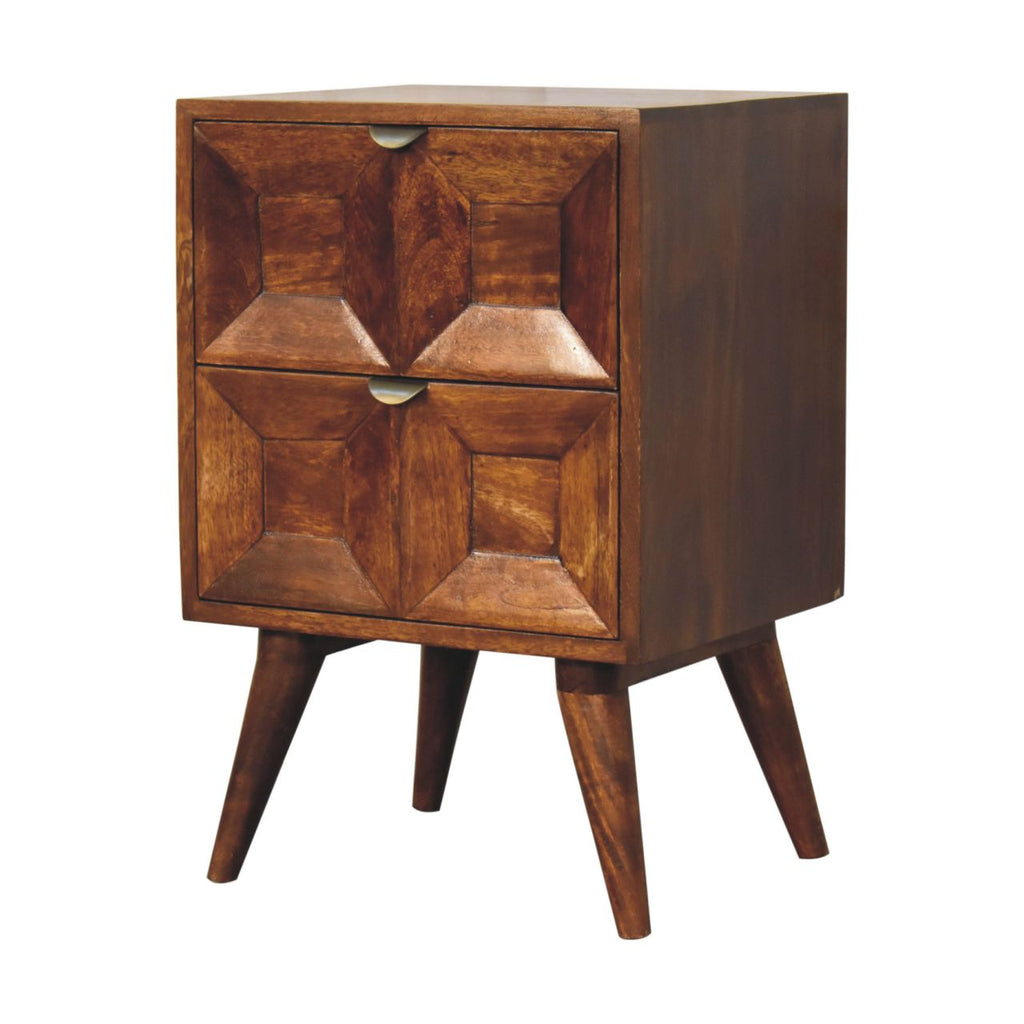 Solid Wood Quad Nightstand with 2 Drawers - Warm Finish