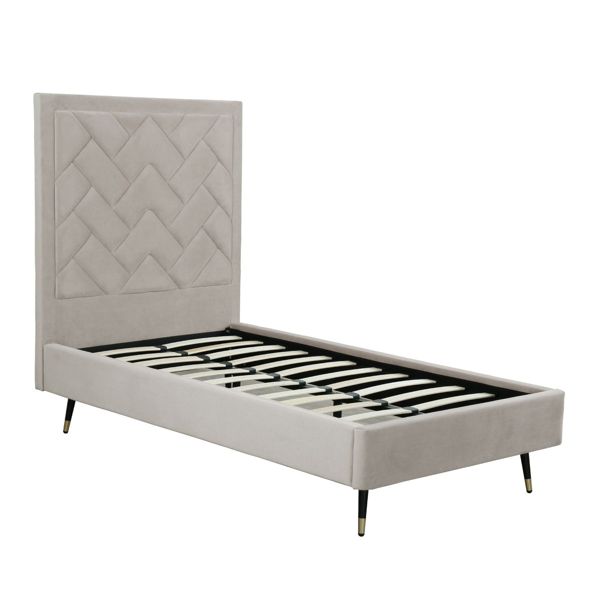 Upholstered Bed with Headboard and Slats - Multiple Colors