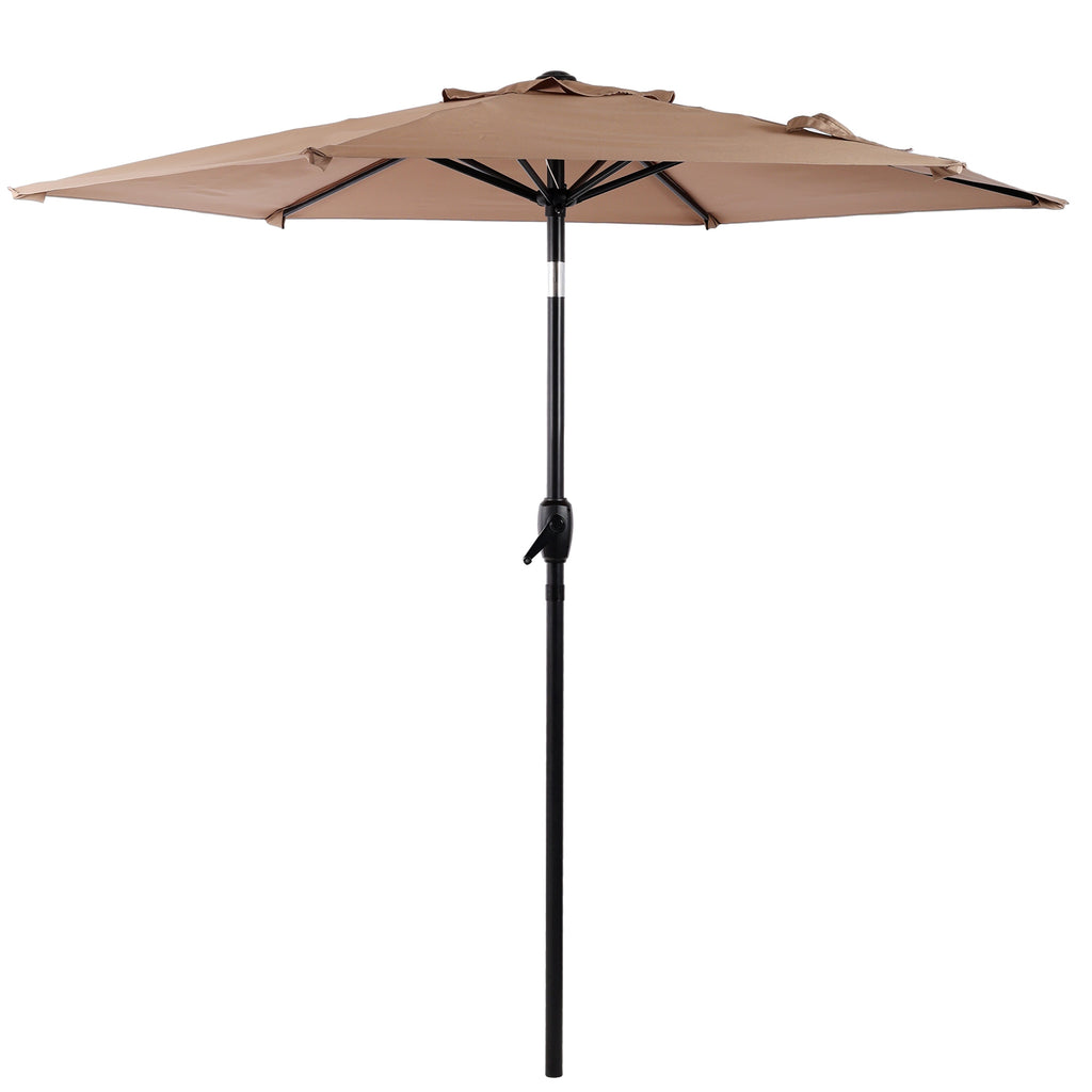 7.5 Ft Patio Umbrella with Tilt and Crank Mechanism - Brown, Beige, Blue, Grey, Orange