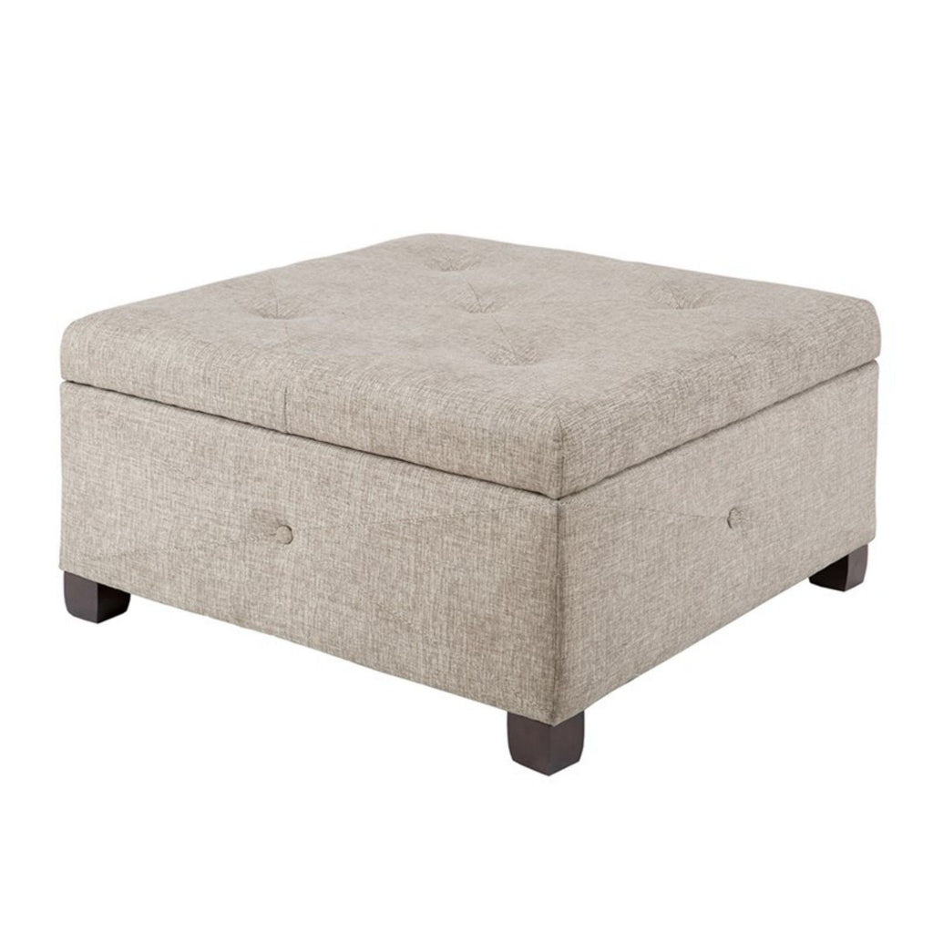 Aspen Ottoman Soft Close Storage with Upholstered Finish - Light Brown, Dark Gray, Blue