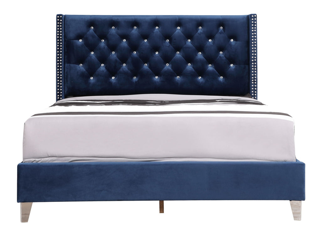 Upholstered Nailhead Trim Chic Bed with Tufted Headboard - Multiple Colors
