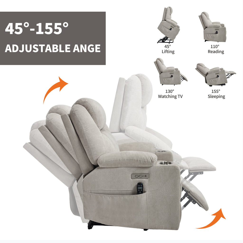 Power Lift Recliner Chair with Massage & Heating - Polyester