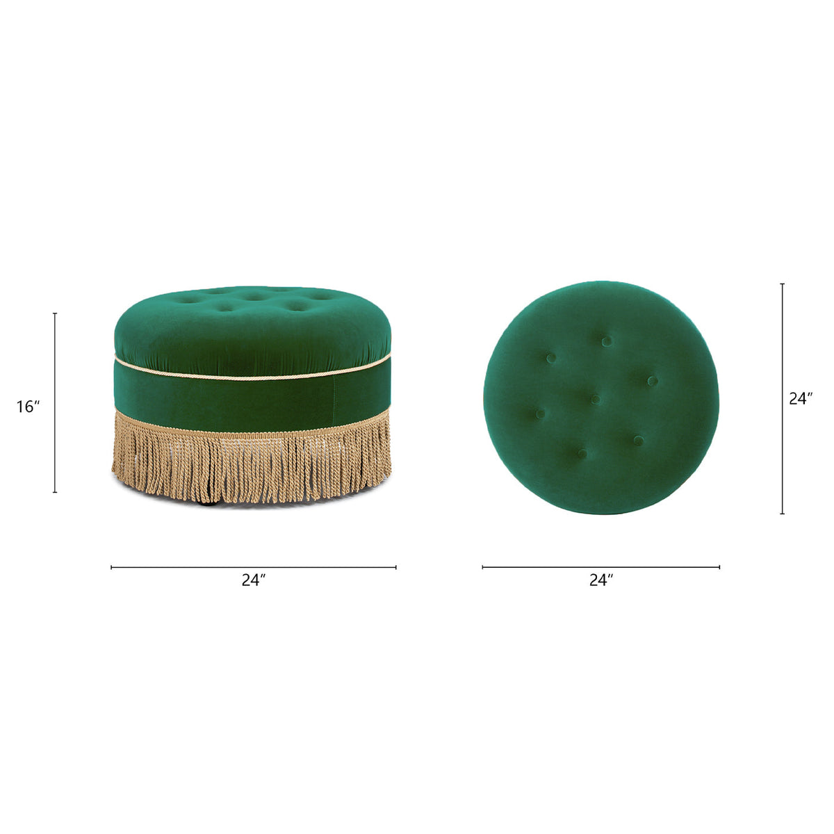 Yolanda 24" Round Upholstered Accent Ottoman