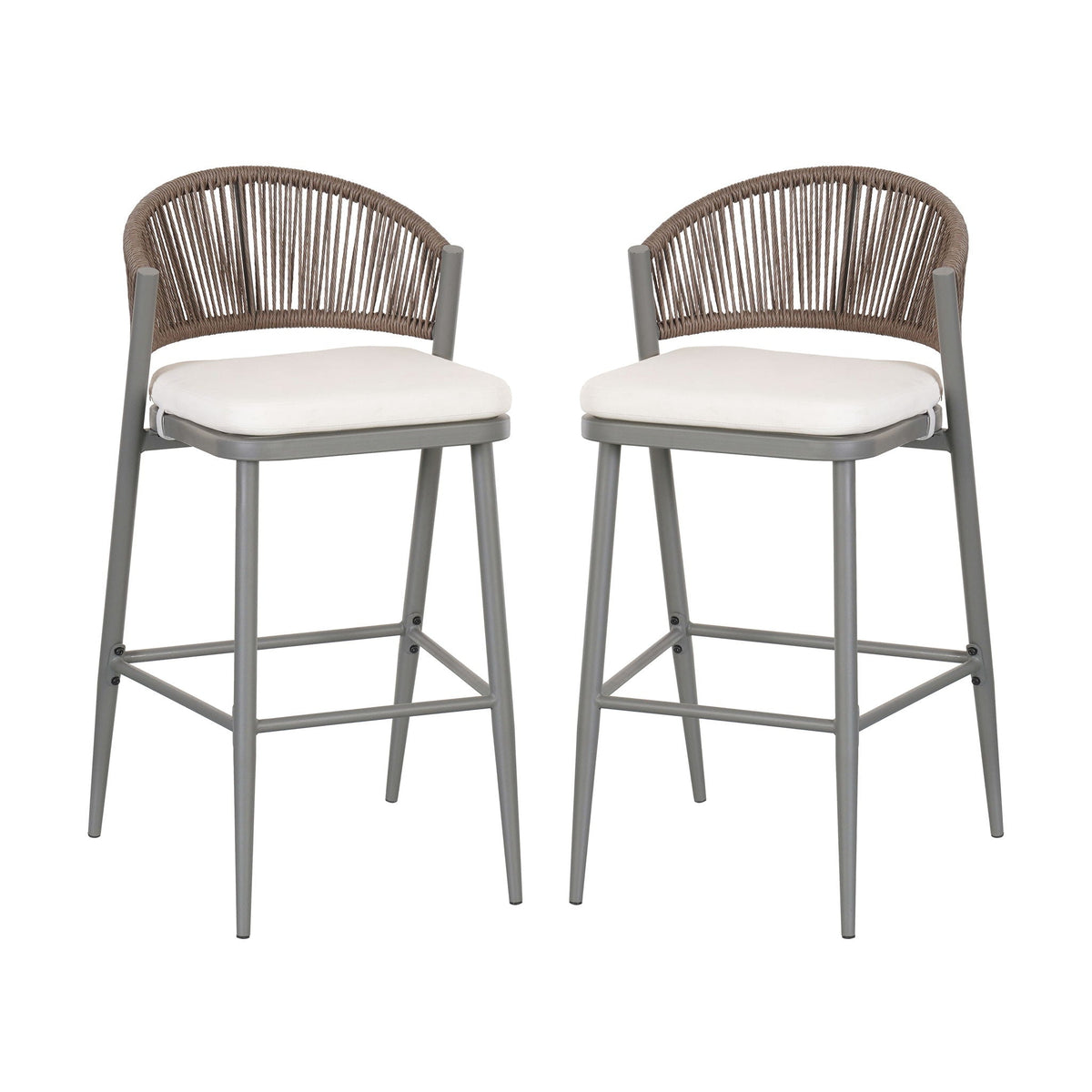 Outdoor Bar Height Metal Frame Counter Stools
