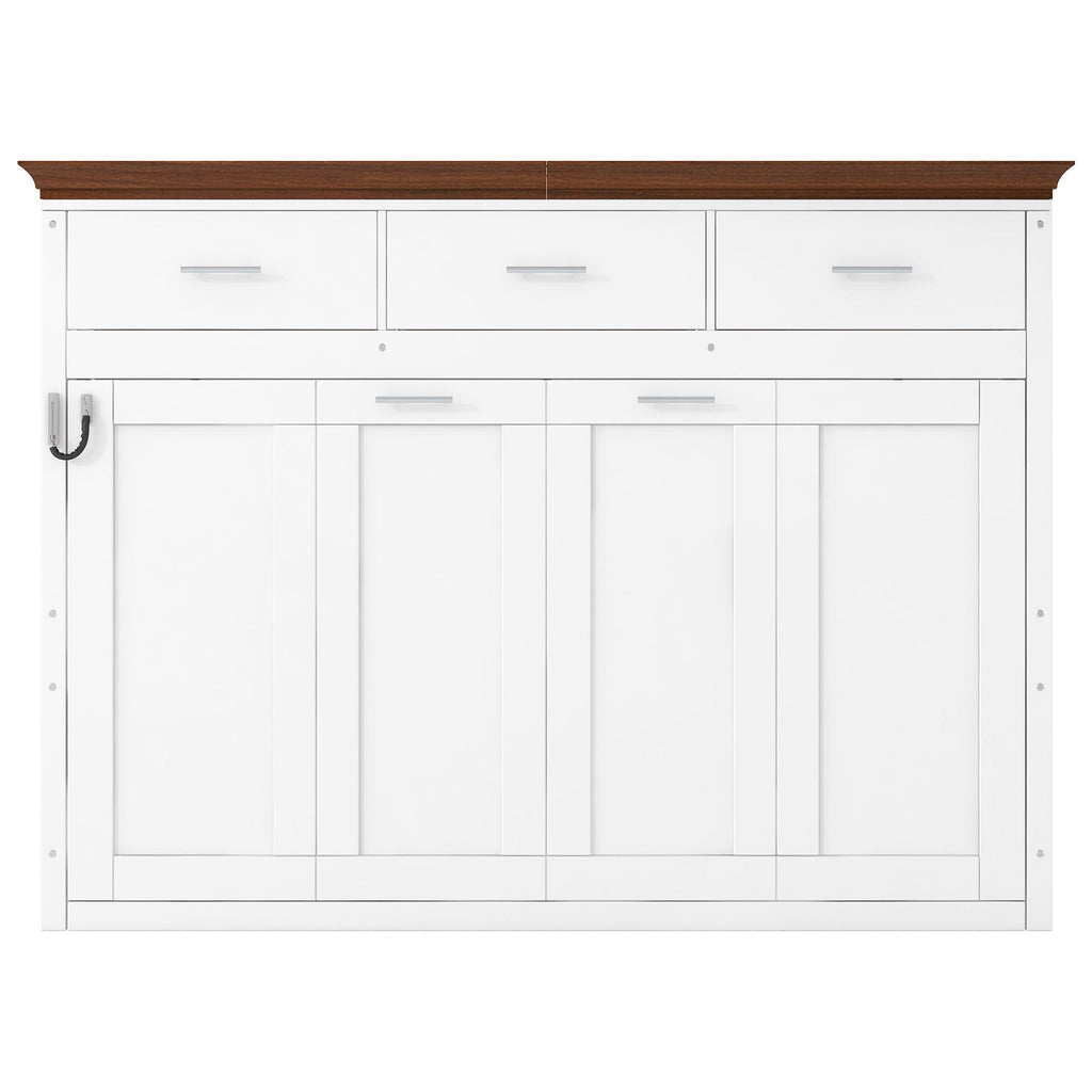 Twin Size Murphy Bed with 3 Drawers - White