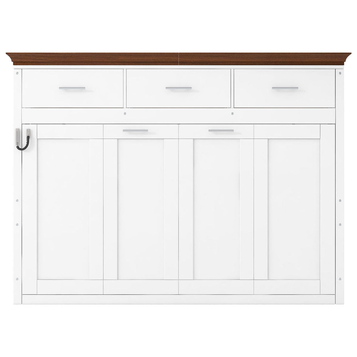 Twin Size Murphy Bed with 3 Drawers - White