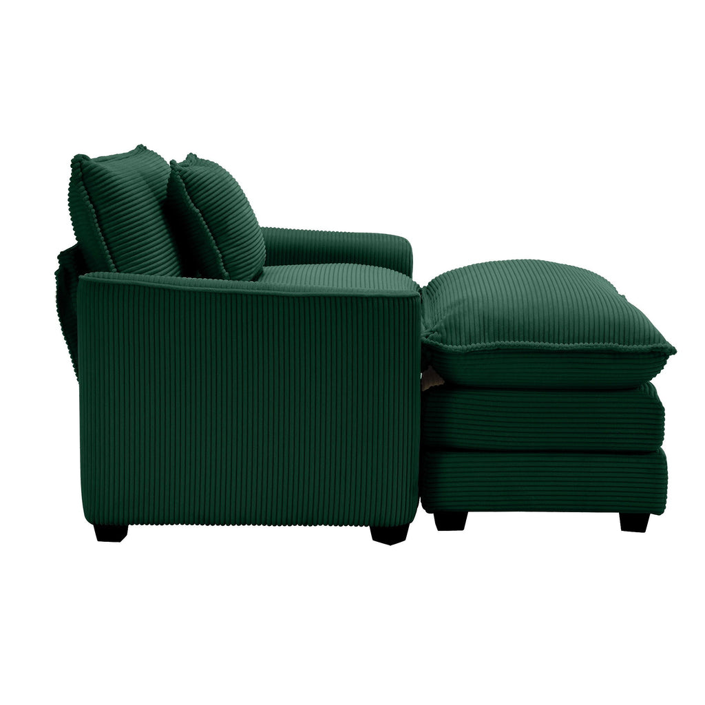 Modern Comfortable Single Chair & Ottoman with Deep Seat - Multiple Colors