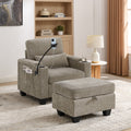 Single Sofa Recliner with Adjustable Backrest and USB Port - Brown