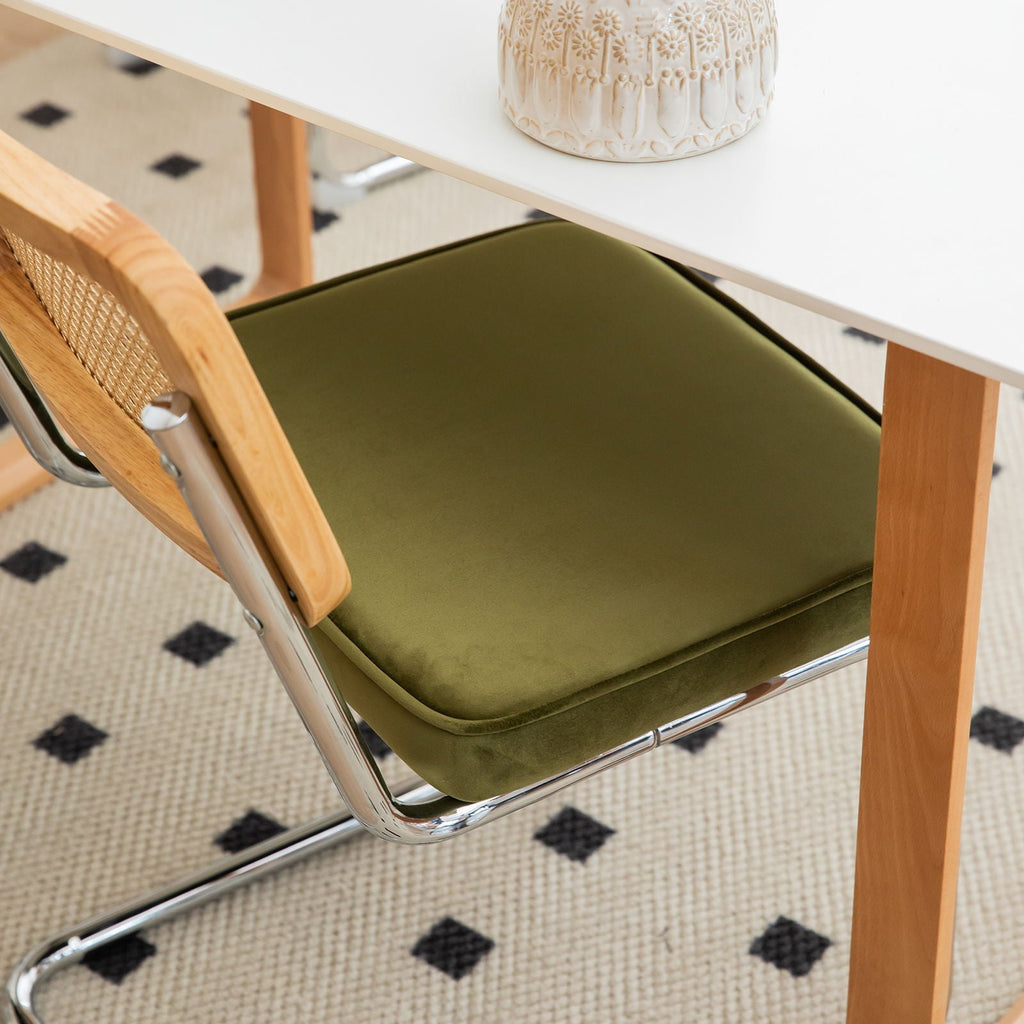 Rattan Side Accent Dining Chairs with Painted Legs - Green (Set of 2)