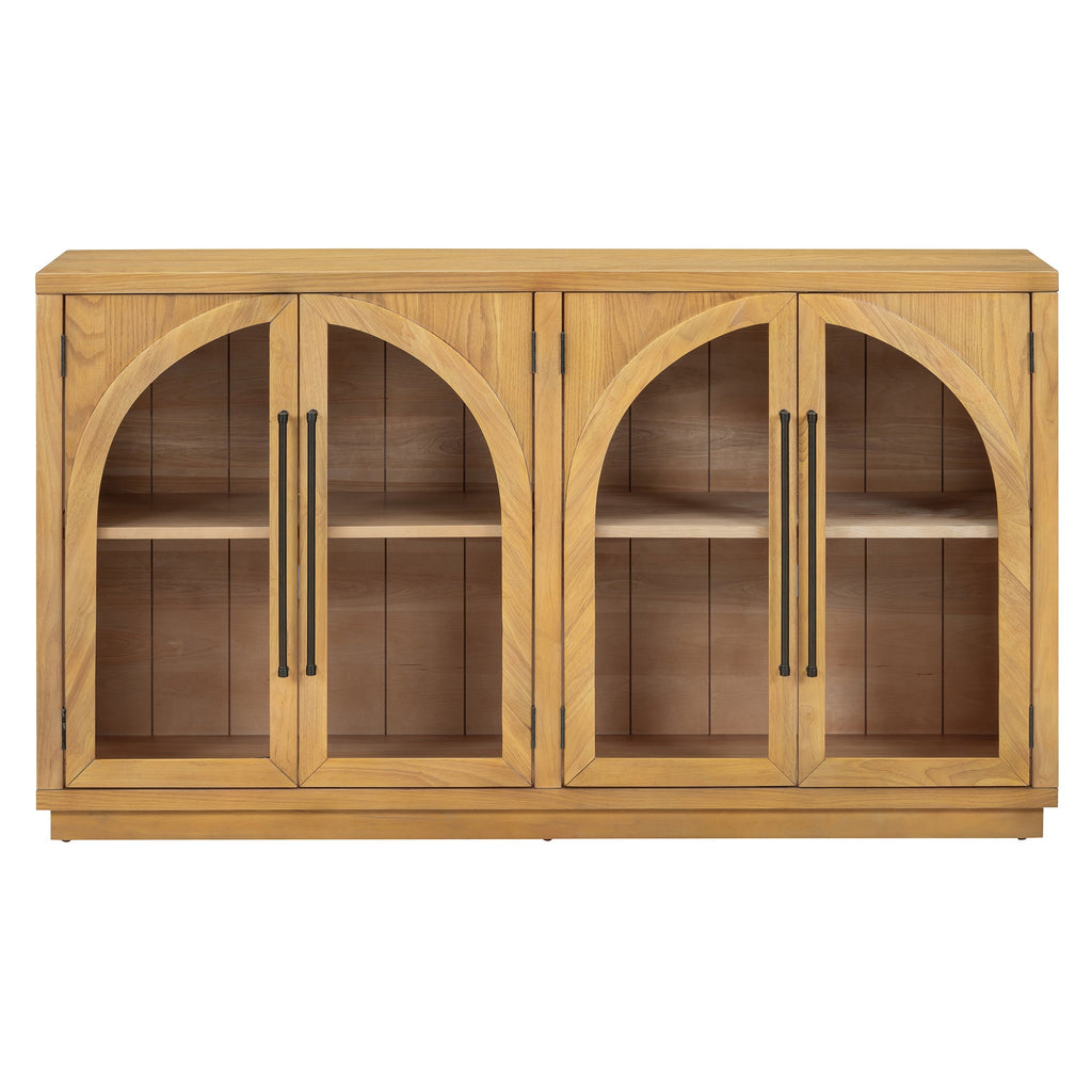 Large 4-Door Sideboard Buffet Cabinet with Glass Doors - TREXM