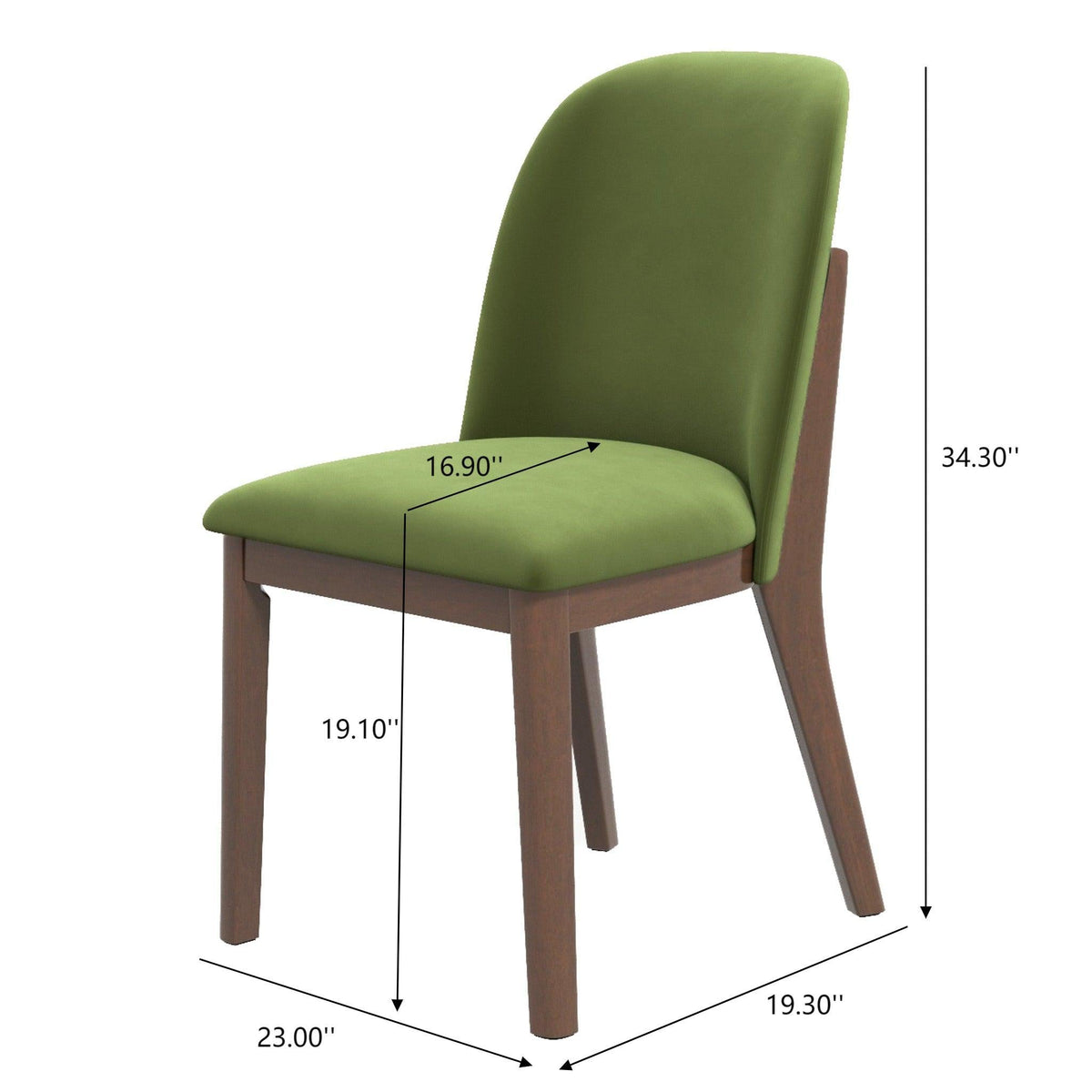 Comfort Dining Chair Set of 2 with Solid Wood Legs - Beige, Orange, Blue, Green