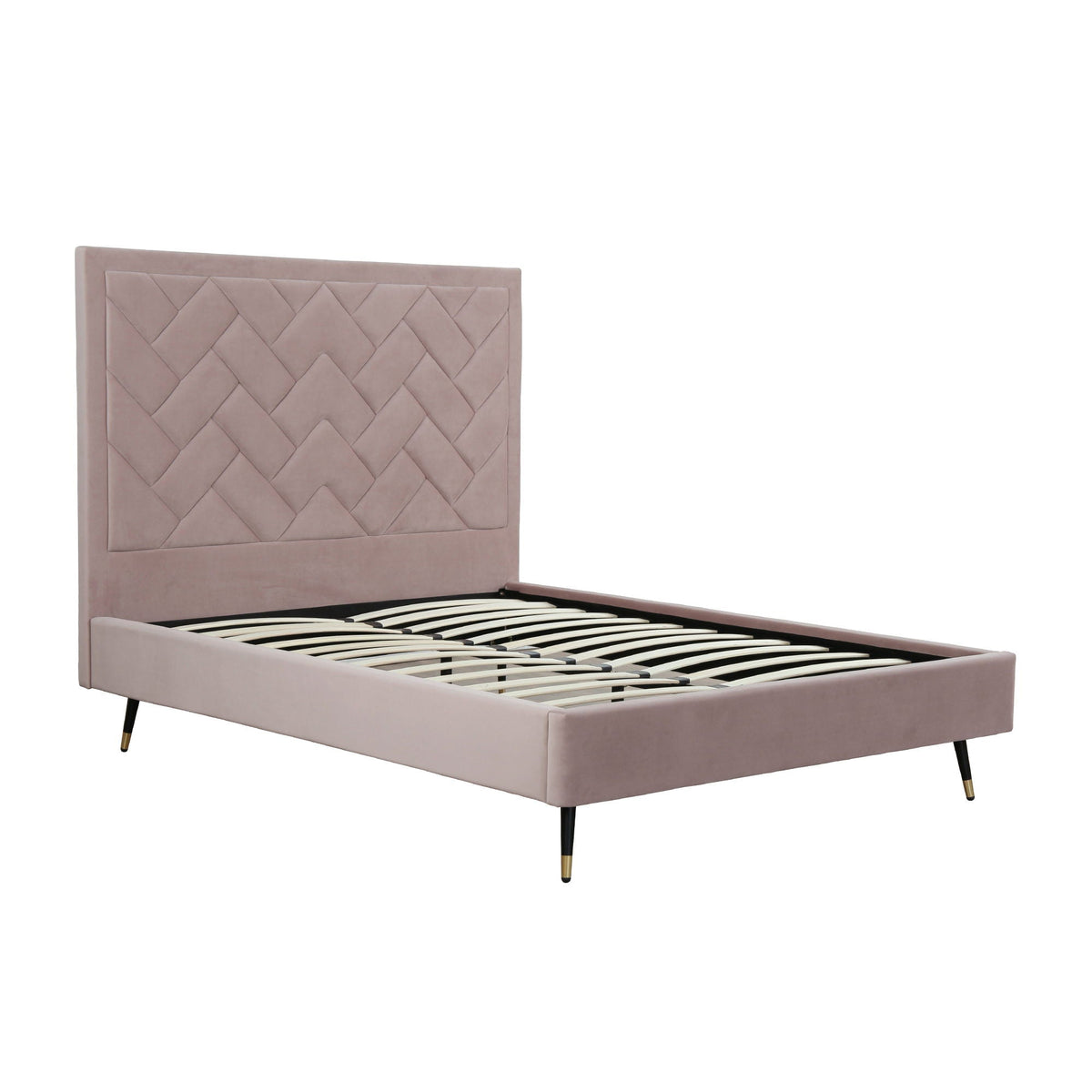 Upholstered Bed with Headboard and Slats - Multiple Colors