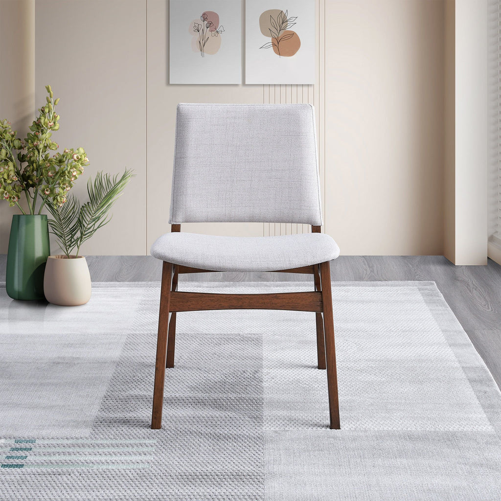 Brown / Light Gray Dining Chair Set with Solid Wood Frame - Set of 2