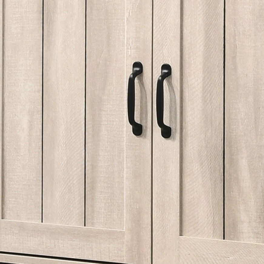 Oak Finish 3-Door Shoe Cabinet with Adjustable Shelves - Dusty Gray