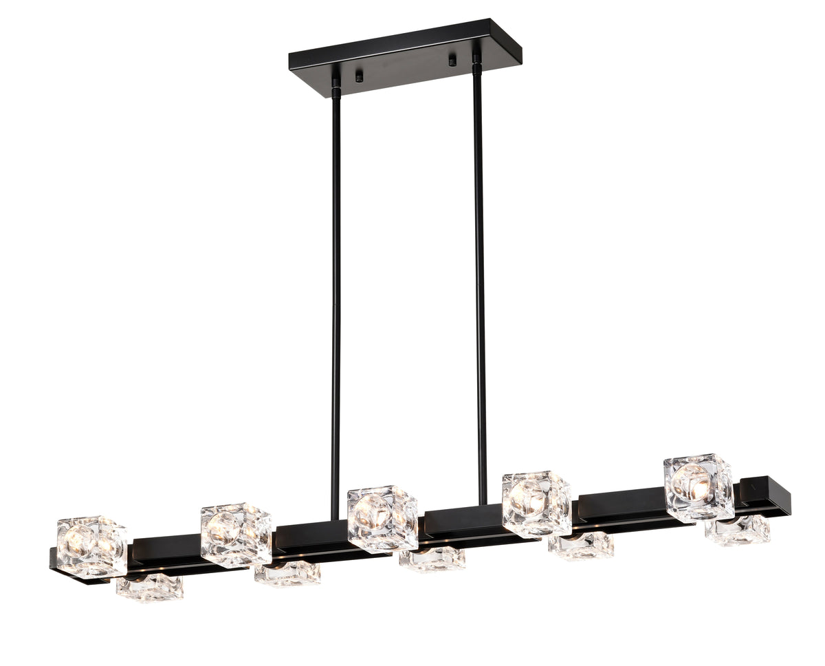 Rectangle Chandelier for Dining Room with 10-Light Metal Design