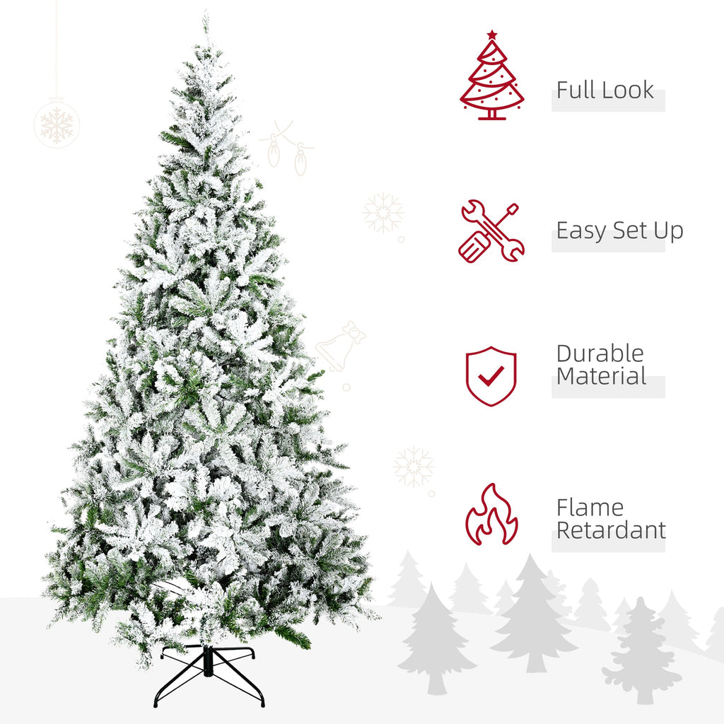 9' Tall Unlit Snow Flocked Pine Christmas Tree - Artificial Pine