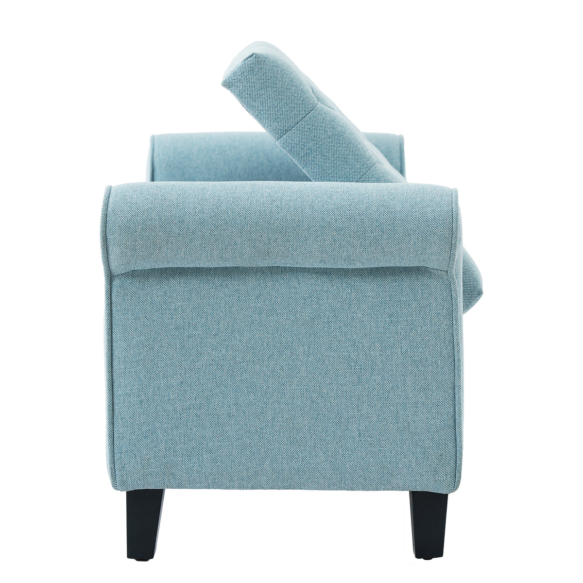 Light Blue Tufted Storage Bench with Upholstered Seating - Light Blue
