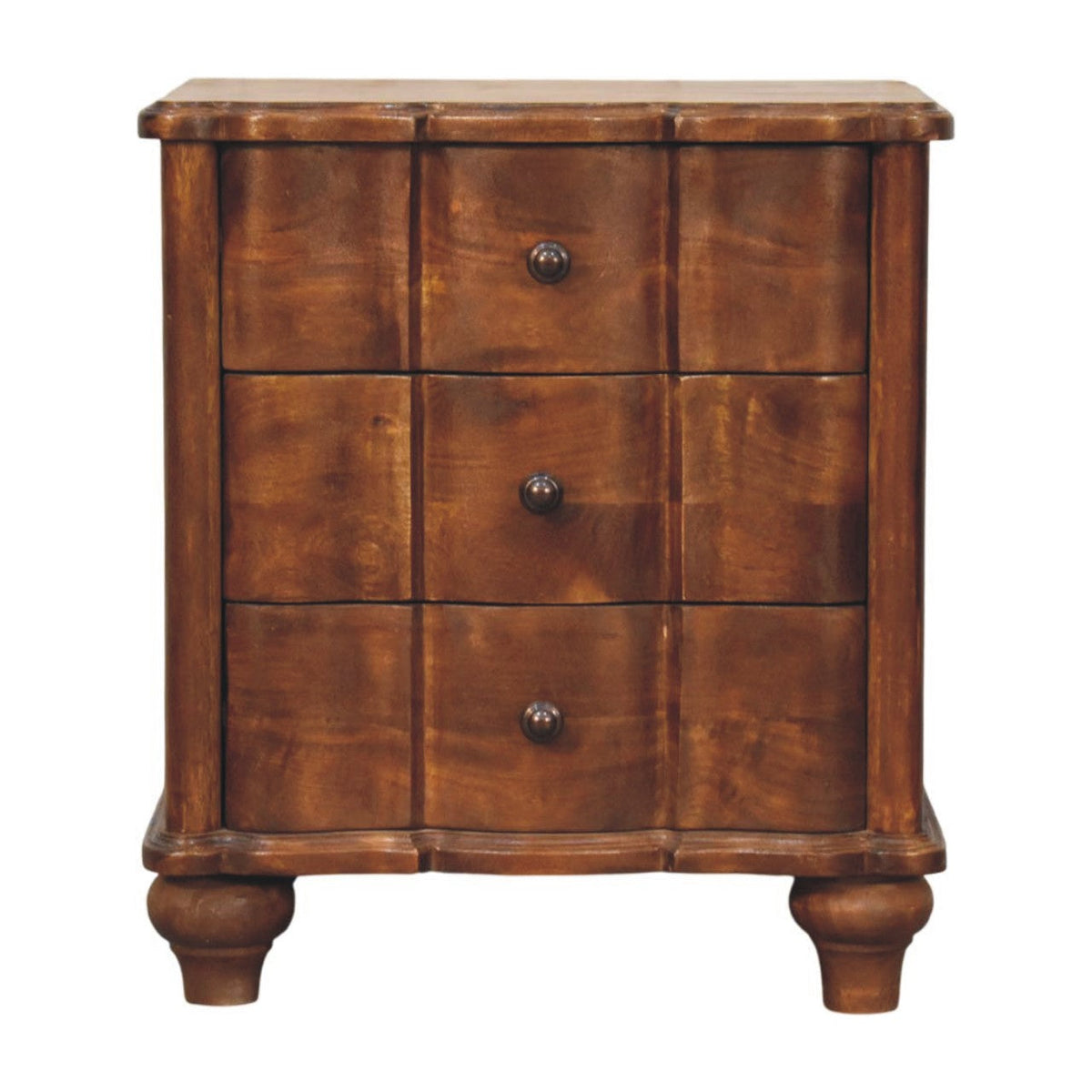 Solid Wood Lume Panel Nightstand with Panel Detailing - Chestnut