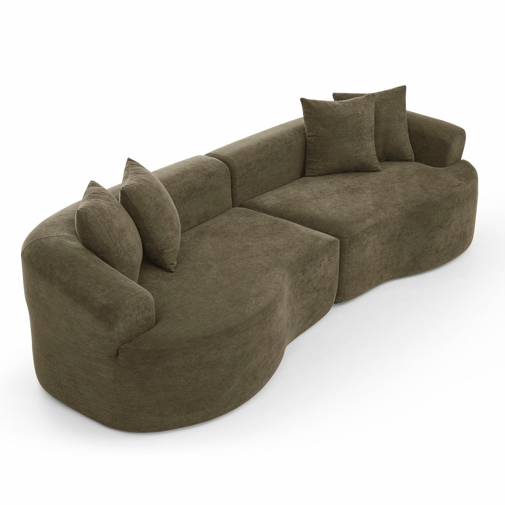 4 Seater Curved Cloud Sectional Sofa with High-Density Foam - Corduroy