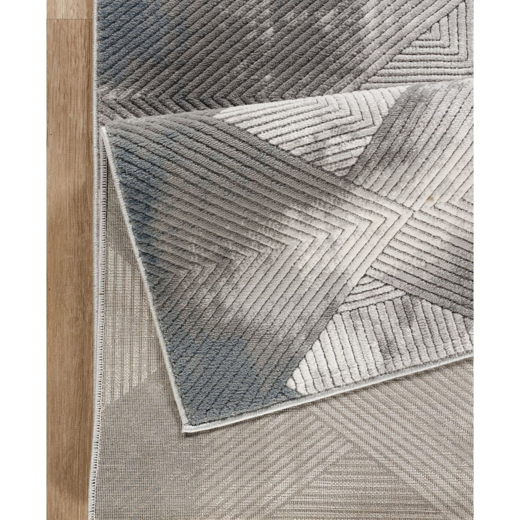 Geometric 3D Effect Area Rug with Durable Polyester - Ivory / Gray