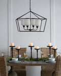 26" Iron Chandelier with Sleek Industrial Style - Black/White