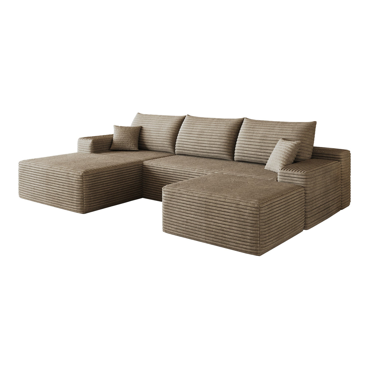 107" Cloud Sectional Sofa with Ottoman - Plush Corduroy, Modern Minimalist Design