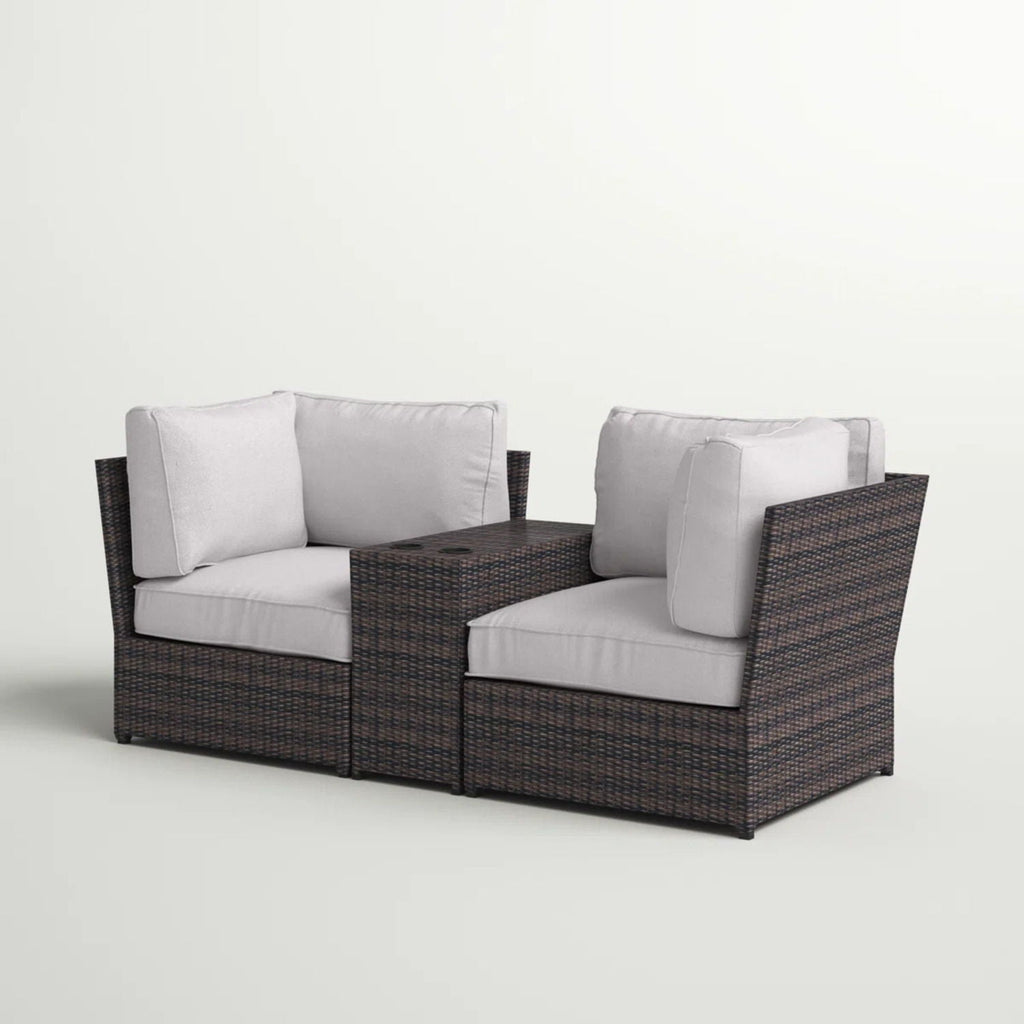 Outdoor Wicker Loveseat with Cushions - Gray or Dark Brown