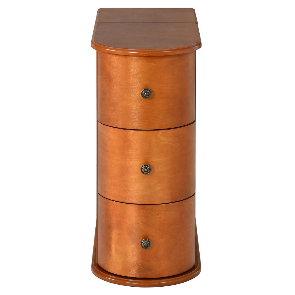 Modern End Table with Hidden Cup Holder and Charging Station - Walnut