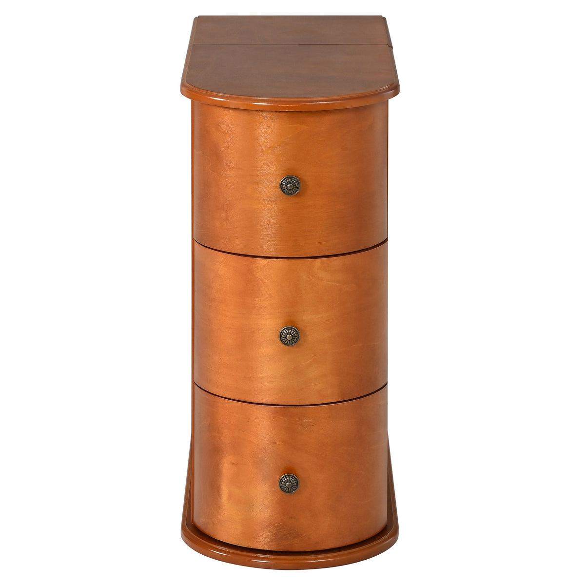 Modern End Table with Hidden Cup Holder and Charging Station - Walnut