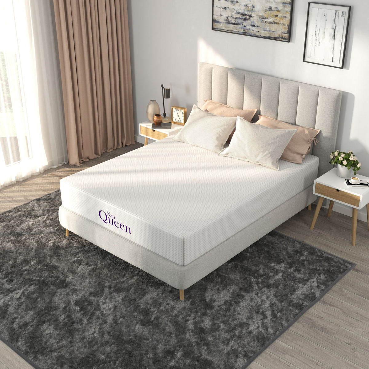 8" Memory Foam Mattress with Charcoal Infusion and Silky Mesh Cover - White