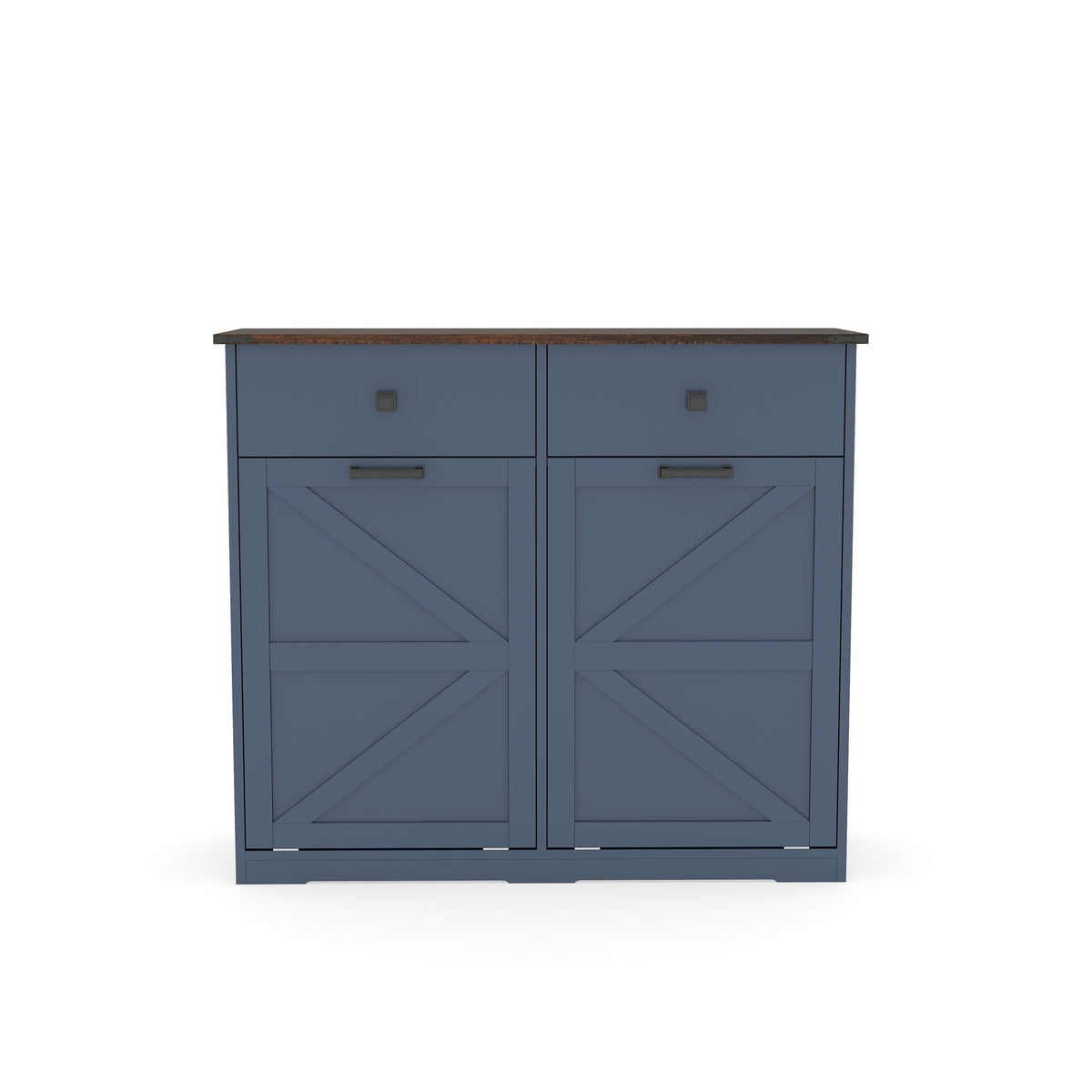 Double Tilt Out Trash Cabinet with Hideaway Drawer - Barn Door Style