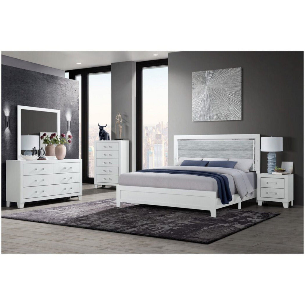 White Dresser with Acrylic Hardware - 6 Drawers