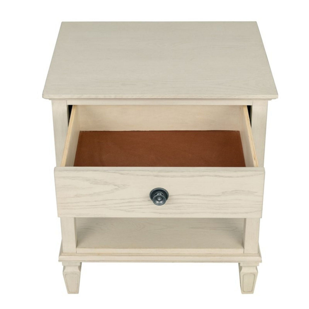 Bedside Table with Drawer and Shelf - Solid Wood Nightstand - Light Brown, Dark Brown, Beige, or Dark Gray