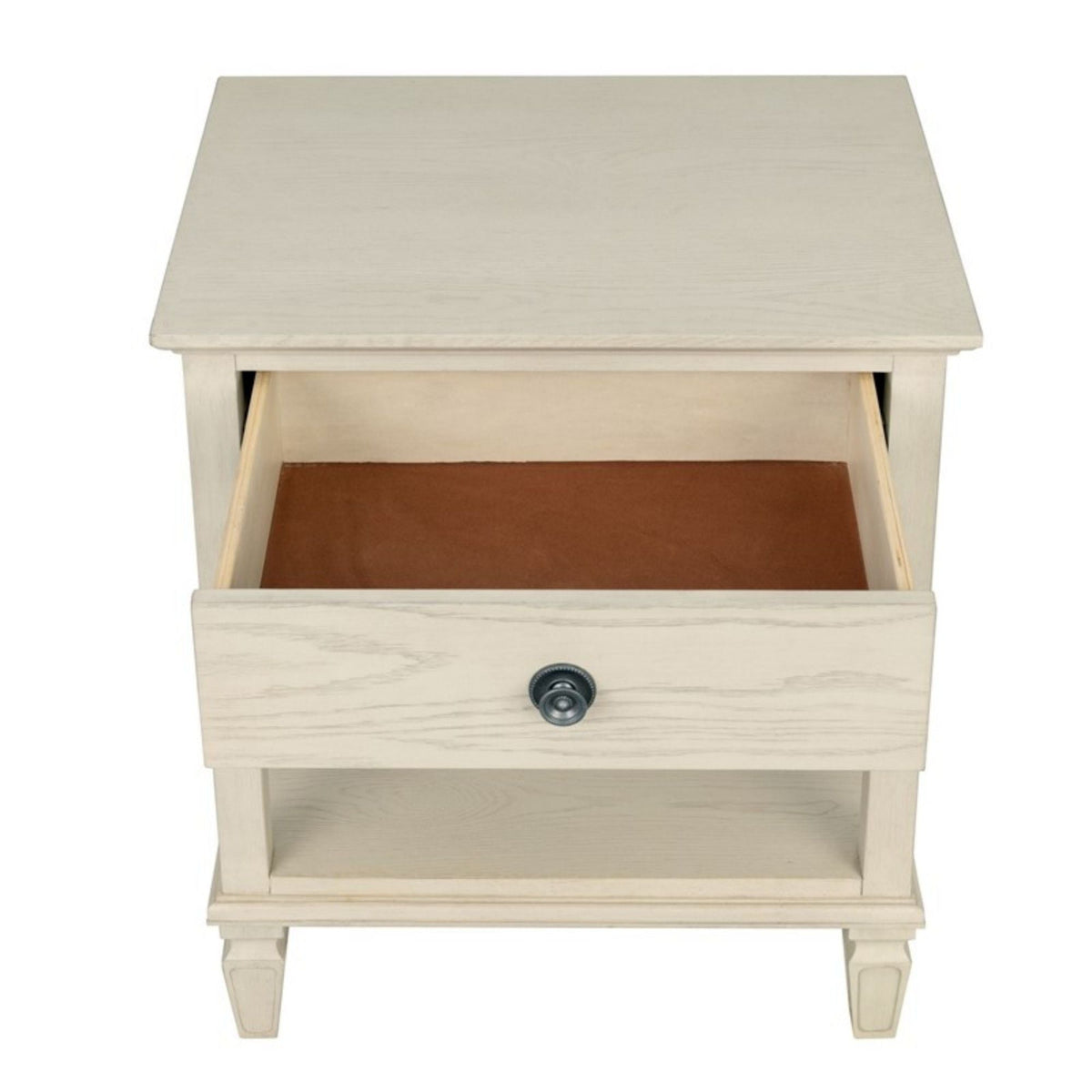 Bedside Table with Drawer and Shelf - Solid Wood Nightstand - Light Brown, Dark Brown, Beige, or Dark Gray