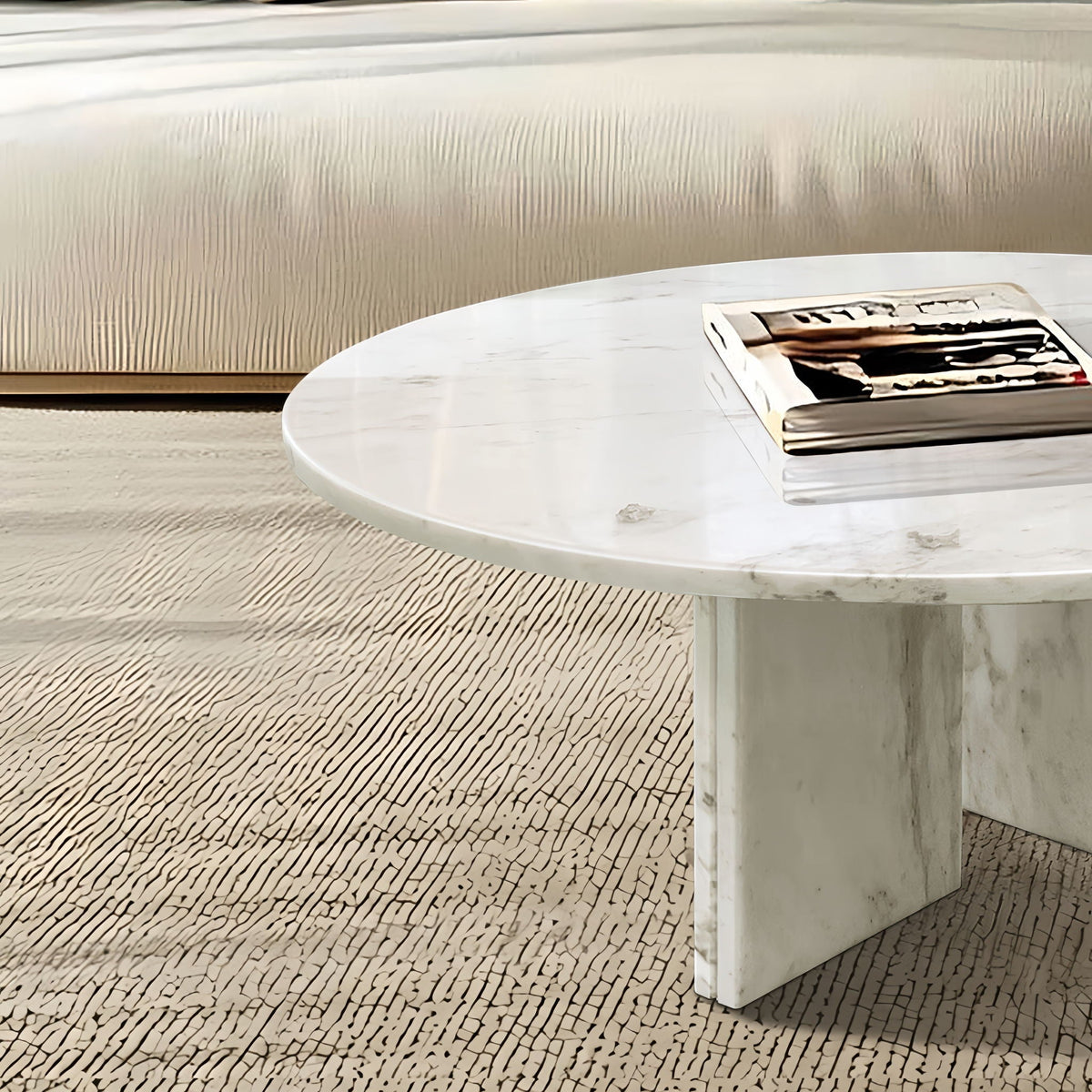 Elegant Coffee Duo Table Set with Natural Marble Tops - Multiple Colors